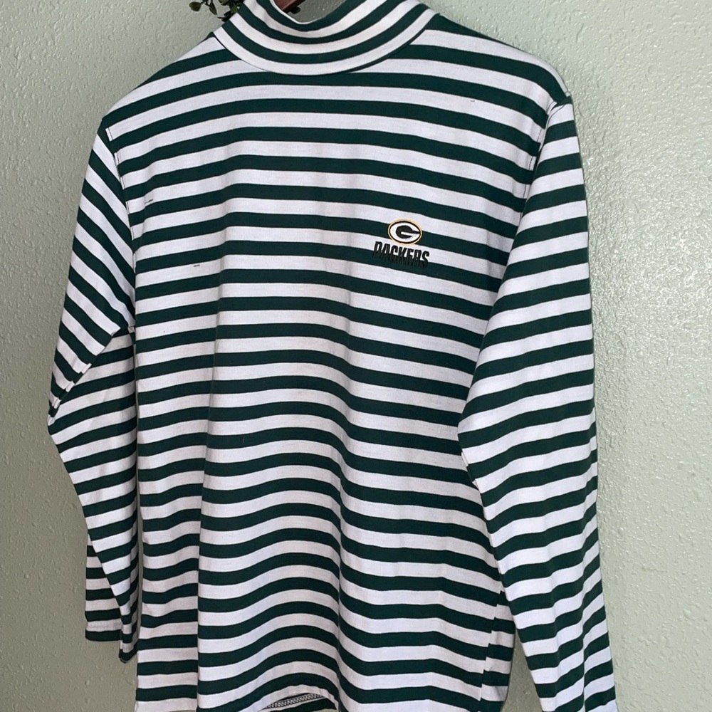 Vintage Packers stripped mockneck